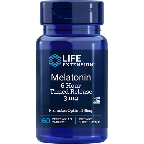 Life Extension Melatonin 6 Hour Timed Release 3 mg-30 vegetarian tablets-N101 Nutrition