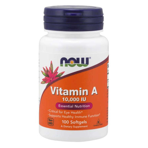 NOW Vitamin A 10,000 IU-100 softgels-N101 Nutrition