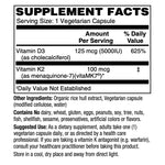 Blue Ridge Vitamins Vitamin D3 + K2 (125 mcg / 100 mcg)-N101 Nutrition
