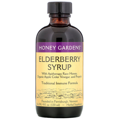 Honey Gardens Elderberry Syrup-4 fl oz (120 mL)-N101 Nutrition