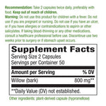 Nature's Way Willow Bark-100 vegan capsules-N101 Nutrition