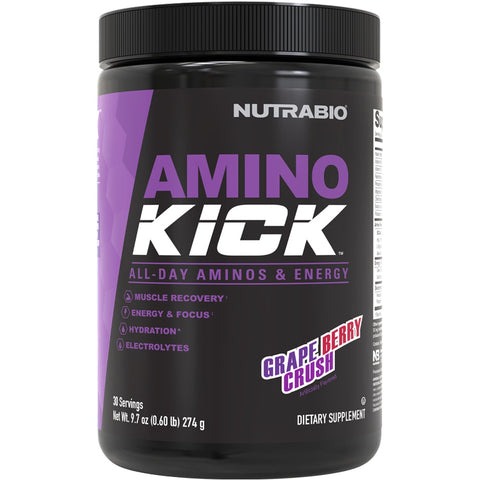 NutraBio Amino Kick-30 servings-Grape Berry Crush-N101 Nutrition