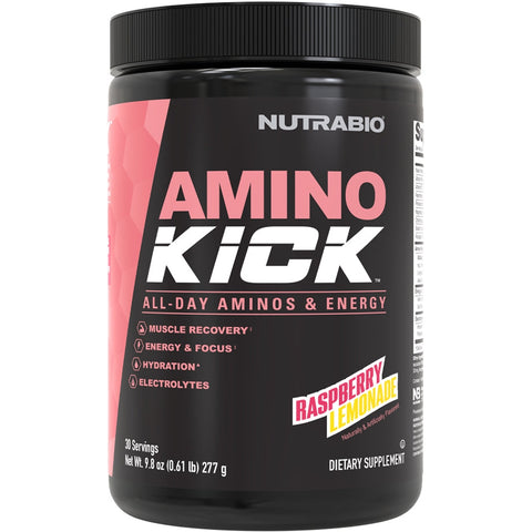 NutraBio Amino Kick-30 servings-Raspberry Lemonade-N101 Nutrition