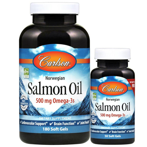 Carlson Norwegian Salmon Oil-180 + 50 FREE softgels-N101 Nutrition