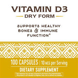 Nature's Way Vitamin D3 Dry Form 10 mcg-100 capsules-N101 Nutrition