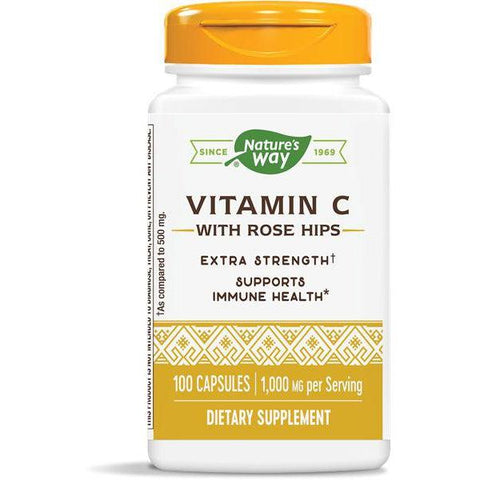 Nature's Way Vitamin C with Rose Hips 1000 mg-100 capsules-N101 Nutrition