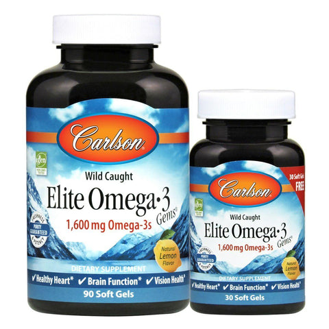 Carlson Elite Omega-3 Gems-90 + 30 FREE softgels-N101 Nutrition