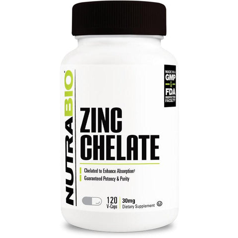 NutraBio Zinc Chelate 30 mg-120 V-Caps-N101 Nutrition