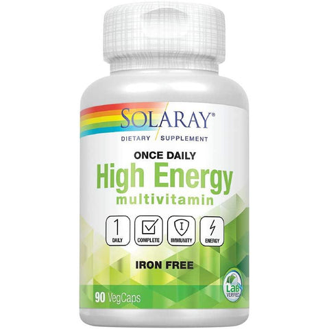 Solaray Once Daily High Energy Multivitamin (Iron-Free)-90 VegCaps-N101 Nutrition