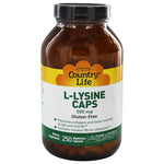 Country Life L-Lysine Caps 500 mg-250 vegetable capsules-N101 Nutrition
