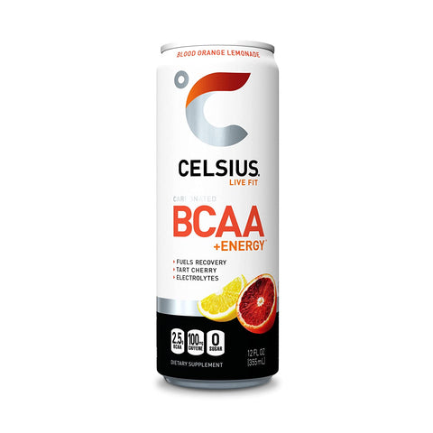 Celsius BCAA +Energy-Blood Orange Lemonade-Single (12 fl oz / 355 mL)-N101 Nutrition