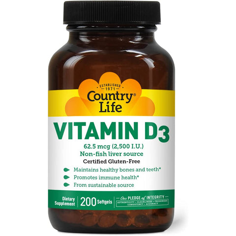 Country Life Vitamin D3 / 62.5 mcg (2500 IU)-N101 Nutrition