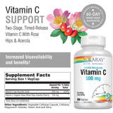 Solaray Timed Release Vitamin C 500 mg-250 VegCaps-N101 Nutrition