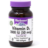 Bluebonnet Vitamin D3 2000 IU-100 softgels-N101 Nutrition