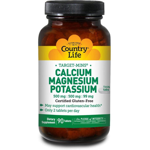 Country Life Target-Mins Calcium Magnesium Potassium-90 tablets-N101 Nutrition
