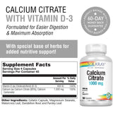 Solaray Calcium Citrate 1000 mg with Vitamin D3-N101 Nutrition