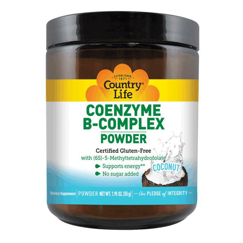 Country Life Coenzyme B-Complex Powder - Coconut-30 servings (55 g)-N101 Nutrition
