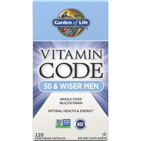 Garden of Life Vitamin Code 50 & Wiser Men-120 vcaps-N101 Nutrition