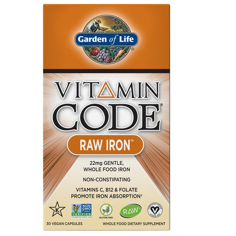 Garden of Life Vitamin Code Raw Iron-30 vegan capsules-N101 Nutrition