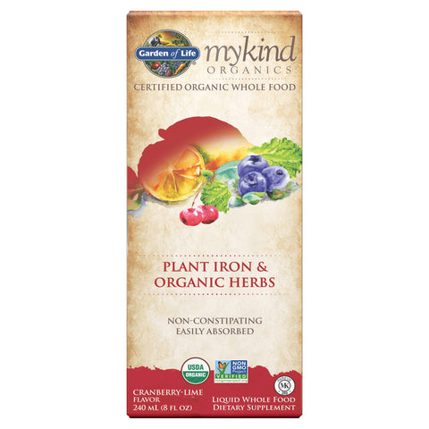 Garden of Life mykind Organics Plant Iron & Organic Herbs - Cranberry-Lime-8 fl oz (240 mL)-N101 Nutrition