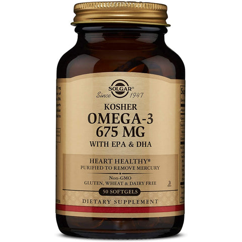 Solgar Kosher Omega-3 675 mg with EPA & DHA-50 softgels-N101 Nutrition