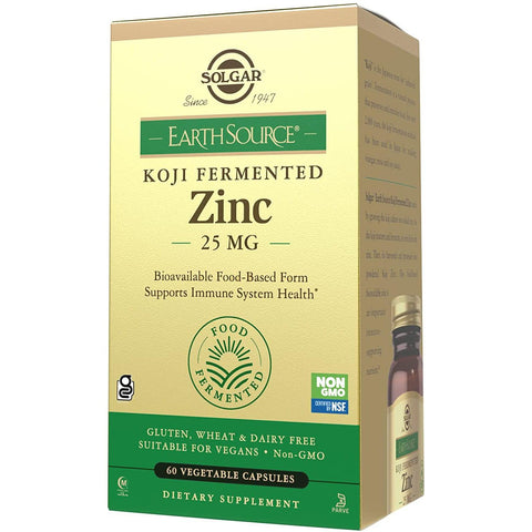 Solgar EarthSource Koji Fermented Zinc 25 mg-60 vegetable capsules-N101 Nutrition