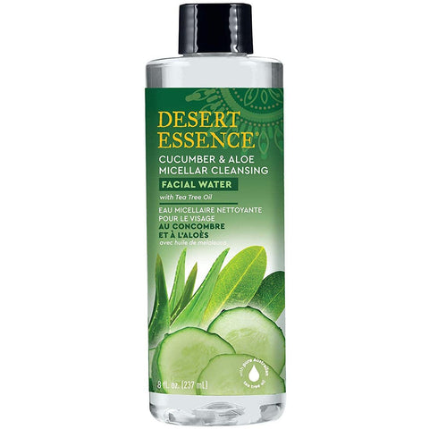 Desert Essence Cucumber & Aloe Micellar Cleansing Facial Water with Tea Tree Oil-8 fl oz (237 mL)-N101 Nutrition