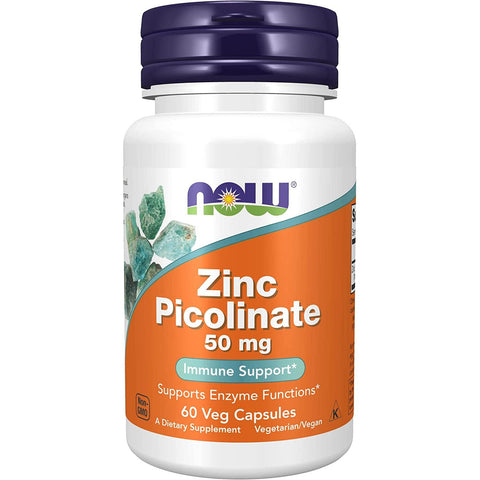 NOW Zinc Picolinate 50 mg-60 veg capsules-N101 Nutrition
