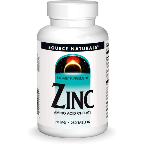 Source Naturals Zinc Amino Acid Chelate 50 mg-250 tablets-N101 Nutrition