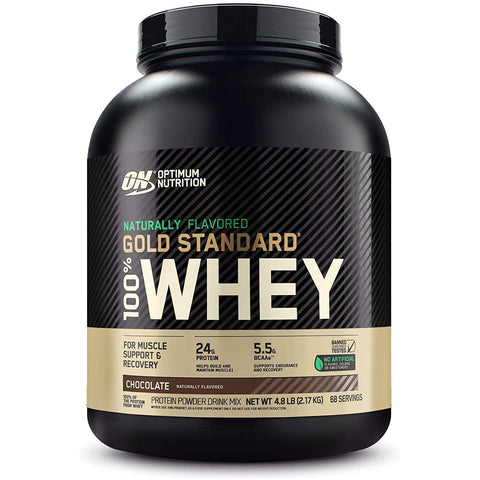Optimum Nutrition Naturally Flavored Gold Standard 100% Whey-4.8 lbs-Chocolate-N101 Nutrition