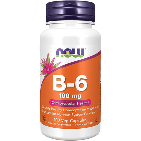 NOW Vitamin B-6 - 100 mg-100 veg capsules-N101 Nutrition