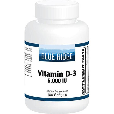 Blue Ridge Vitamin D-3 5,000 IU-100 softgels-N101 Nutrition