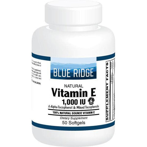 Blue Ridge Natural Vitamin E 1000 IU-50 softgels-N101 Nutrition