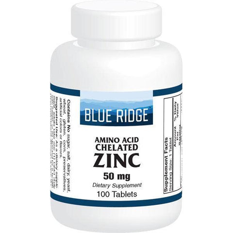 Blue Ridge Zinc (Amino Acid Chelate) 50 mg-100 tablets-N101 Nutrition