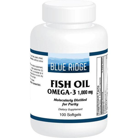 Blue Ridge Fish Oil Omega-3 1,000 mg-100 softgels-N101 Nutrition