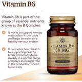 Solgar Vitamin B6 50 mg-100 tablets-N101 Nutrition