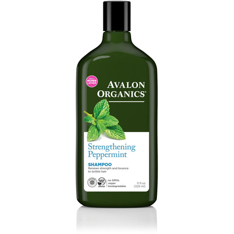 Avalon Organics Strengthening Peppermint Shampoo-11 fl oz (325 mL)-N101 Nutrition