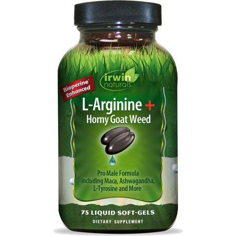 Irwin Naturals L-Arginine + Horny Goat Weed-75 liquid soft-gels-N101 Nutrition