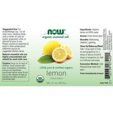 NOW Essential Oils Lemon Oil, Organic-N101 Nutrition