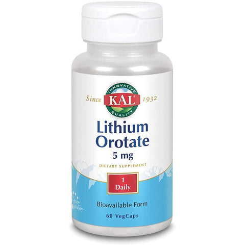 KAL Lithium Orotate 5 mg-60 VegCaps-N101 Nutrition
