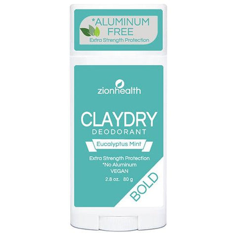 Zion Health Clay Dry Bold - Eucalyptus Mint Vegan Deodorant-2.8 oz (80 g)-N101 Nutrition