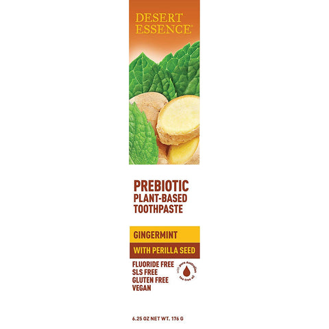 Desert Essence Prebiotic Plant-Based Toothpaste Gingermint-6.25 oz (176 g)-N101 Nutrition