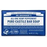 Dr. Bronner's Pure-Castile Bar Soap-Peppermint-5 oz (140 g)-N101 Nutrition