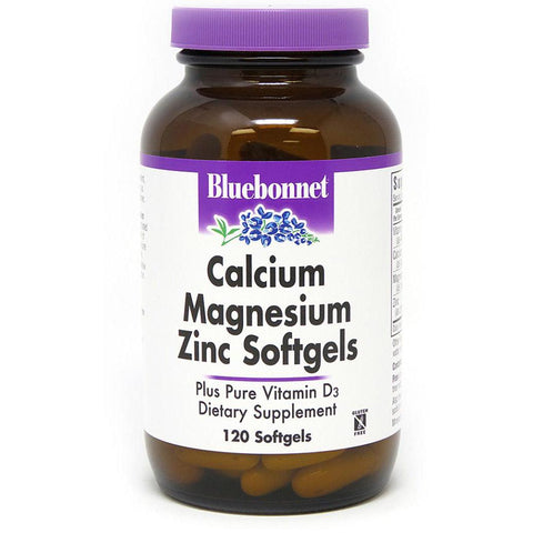 Bluebonnet Calcium Magnesium Zinc Plus Vitamin D3 Softgels-120 softgels-N101 Nutrition