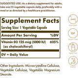 Solgar Vitamin D3 (Cholecalciferol) 125 mcg (5000 IU)-N101 Nutrition